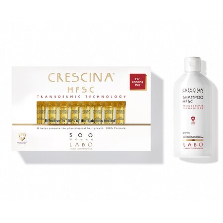 Pachet Tratament Crescina Transdermic Re-Growth HFSC 500 Woman, 20 fiole + Sampon Crescina Transdermic HFSC Woman, 200 ml, Labo 543302