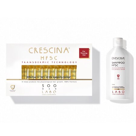 Pachet Tratament Crescina Transdermic Re-Growth HFSC 500 Man, 20 fiole + Sampon Crescina Transdermic HFSC Man, 200 ml, Labo 543304