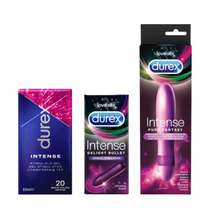 Pachet Vibrator Pure Fantasy + Bullet + Gel Intense Orgasmic, 10 ml, Durex