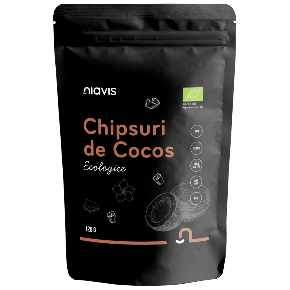 Chipsuri de cocos ecologice, 125 g, Niavis