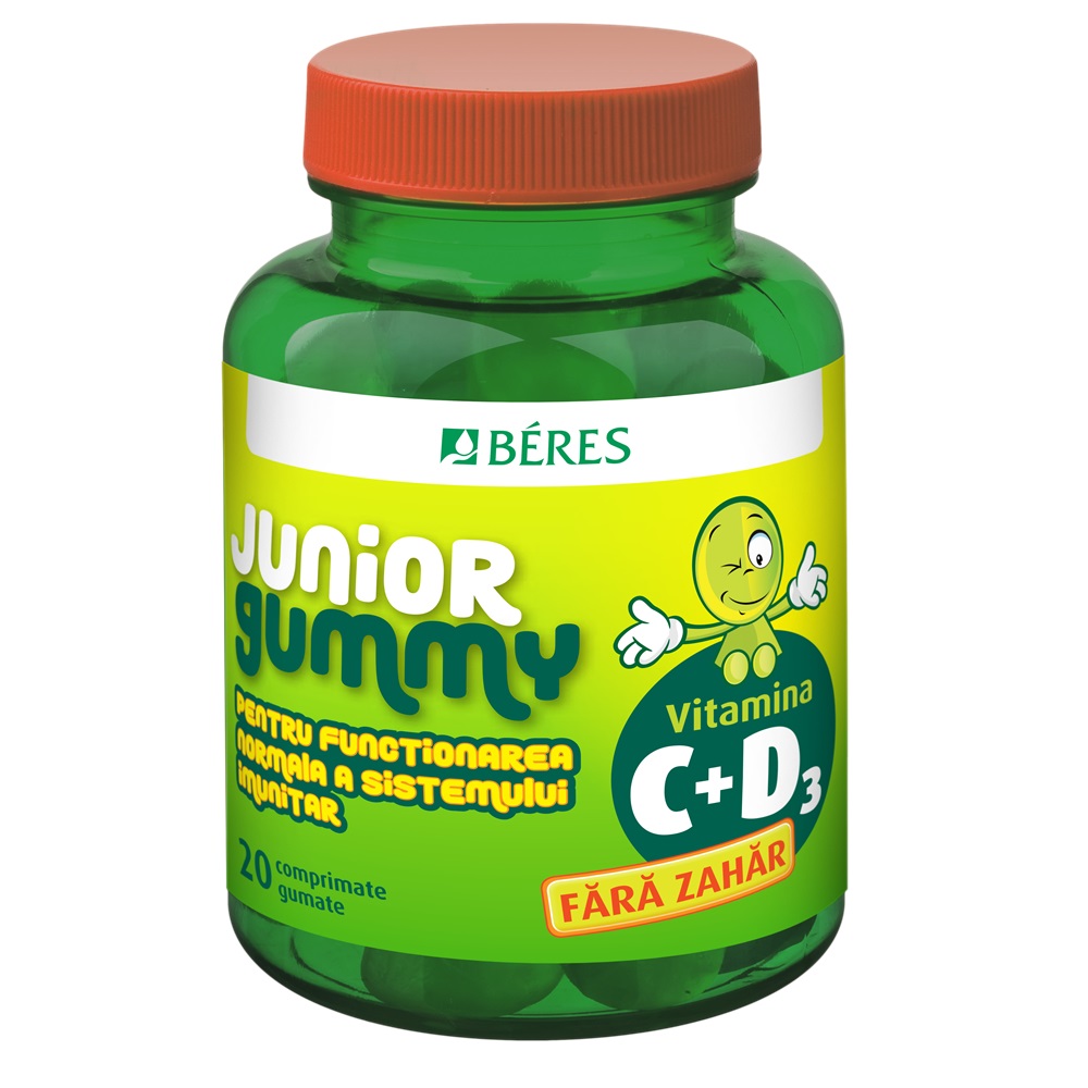 Vitamina C + D3 Junior Gummy, 20 comprimate gumate, Beres Pharmaceuticals Co