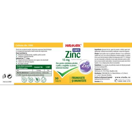 Zinc Forte, 15 mg, 30 tablete, Walmark 699737