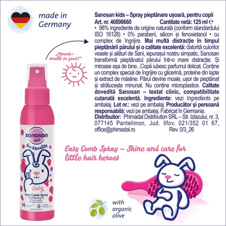 Spray de copii pentru descurcarea parului Kids Easy, 125 ml, Sanosan 737581