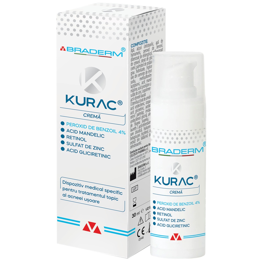 Kurac crema pentru tratamentul acneei, 30 ml, Braderm