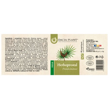 Herboprostal, 60 comprimate, Dacia Plant 737805