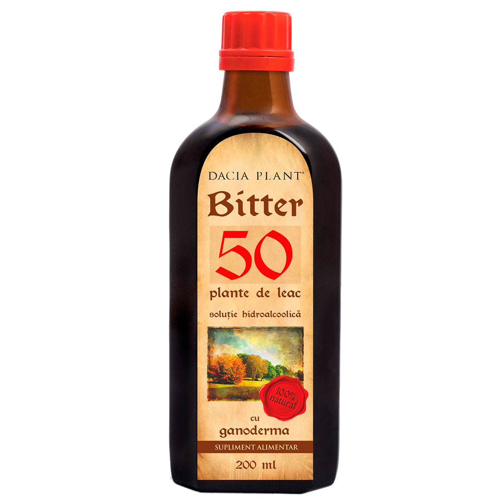 Bitter din 50 de plante cu Ganoderma, 200 ml, Dacia Plant