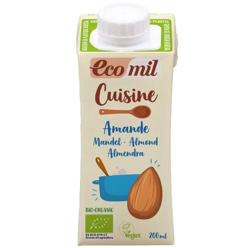 Crema vegetala de migdale pentru gatit, 200 ml, Ecomil