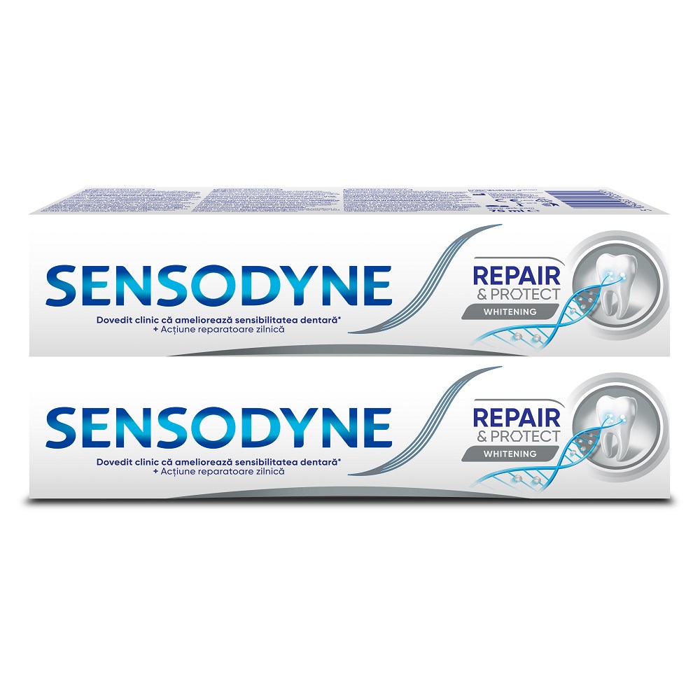 Pachet Pasta de dinti Repair & Protect Whitening Sensodyne, 75 ml + 75 ml, Gsk