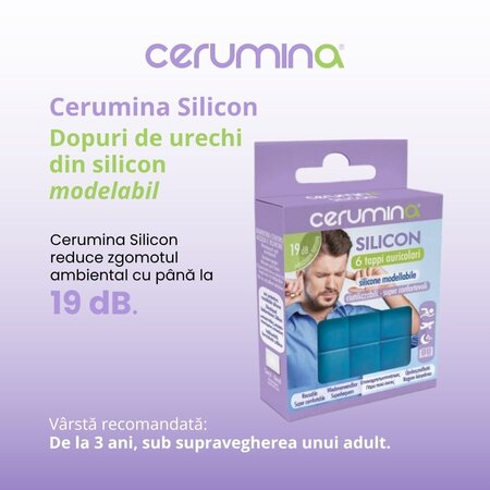 Dopuri pentru urechi din silicon modelabil Cerumina Silicon, 6 bucati, Pietrasanta Pharma 683496