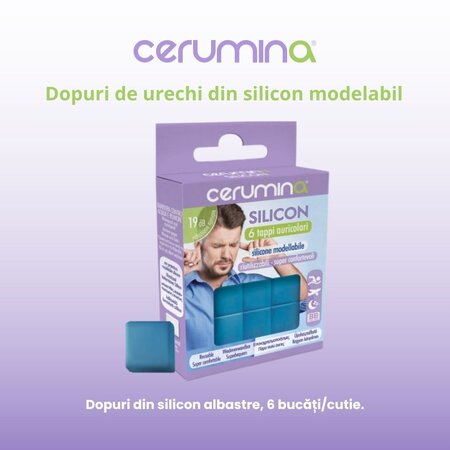 Dopuri pentru urechi din silicon modelabil Cerumina Silicon, 6 bucati, Pietrasanta Pharma 683499