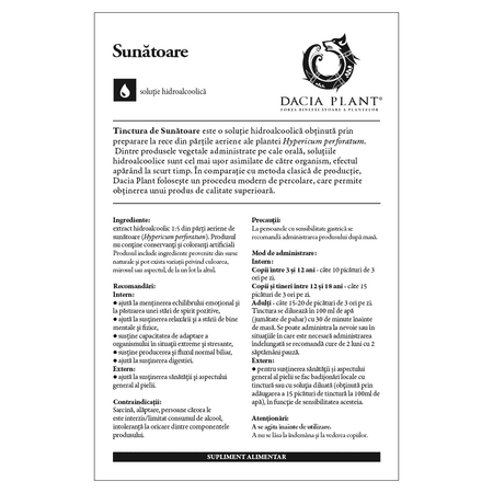 Tinctura de Sunatoare, 50 ml, Dacia Plant 593308