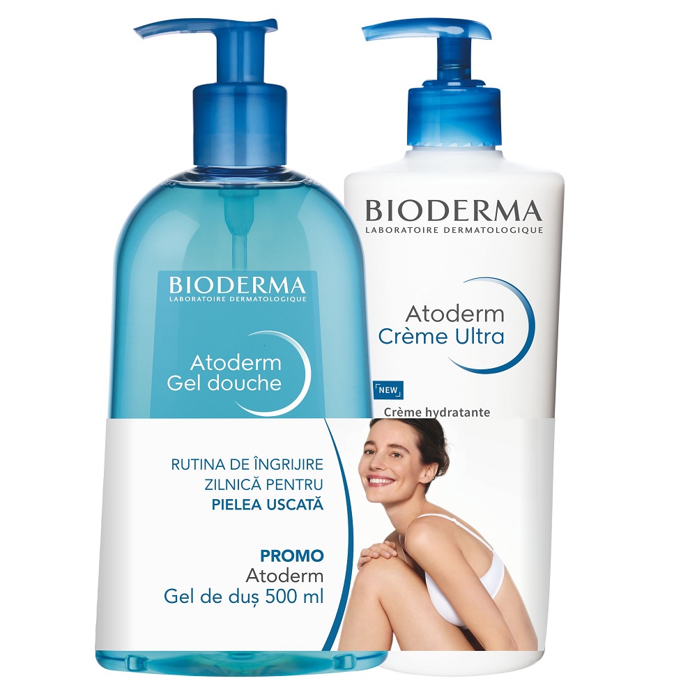 Atoderm Crema Ultra cu parfum 500 ml + Atoderm Gel de dus 500 ml, Bioderma