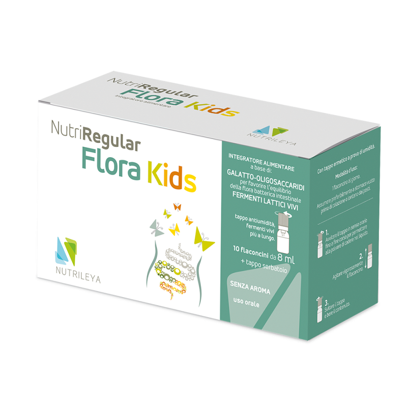 Nutriregular Flora Kids, 10 fiole buvabile, Nutrileya