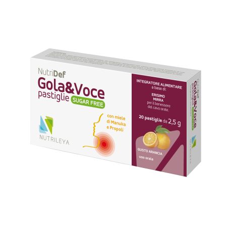 Nutridef gola&voce portocala si miere de Manuka fara zahar, 20 dropsuri, Nutrileya