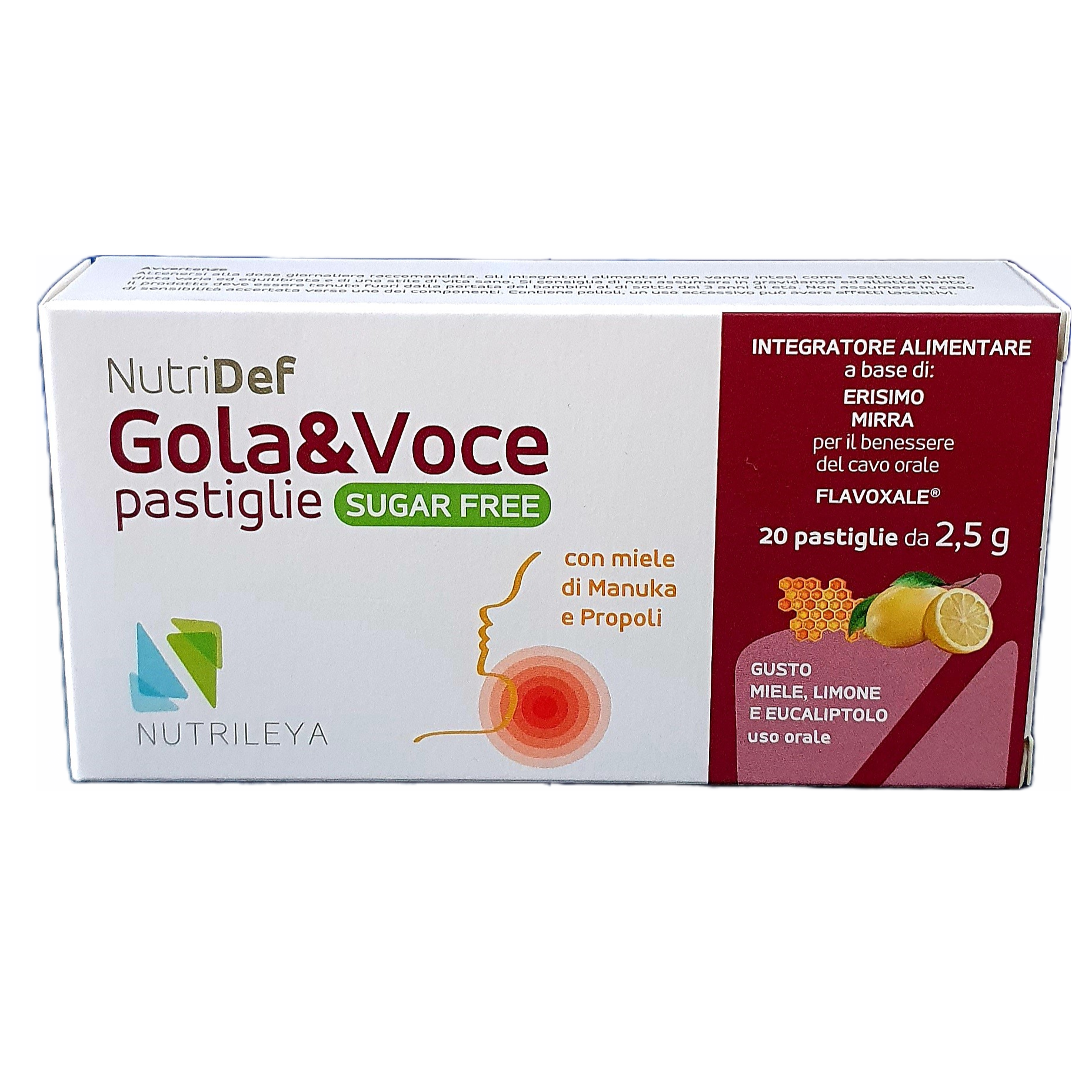 Nutridef gola&voce lamaie si miere de Manuka fara zahar, 20 dropsuri, Nutrileya