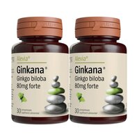 Pachet Ginkana Gingko Biloba Forte, 80 mg, 30+30 comprimate, Alevia