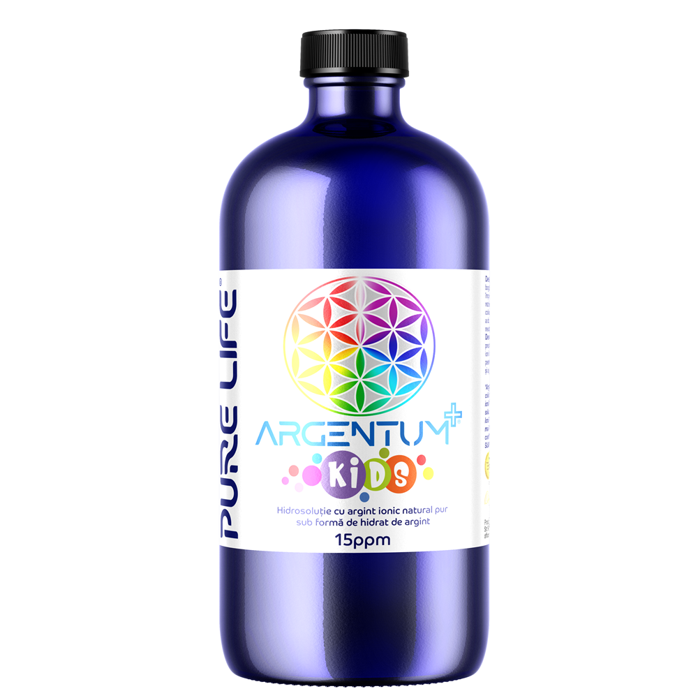 Hidrosolutie cu argint ionic Argentum+ Kids, 480 ml, Pure Life