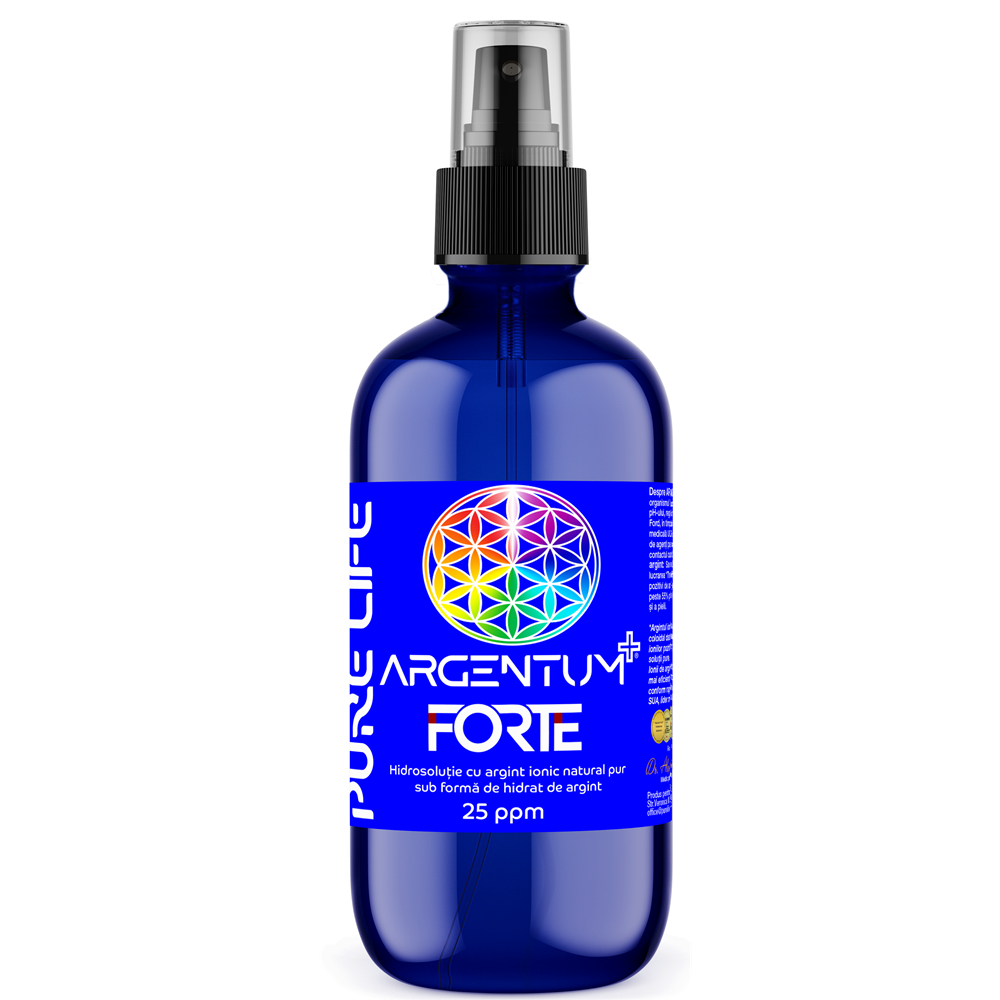 Hidrosolutie cu argint ionic Argentum+ Forte, 120 ml, Pure Life