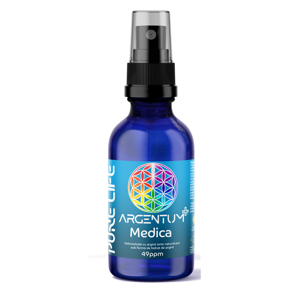Hidrosolutie cu argint ionic Argentum+ Concentrat, 60 ml, Pure Life