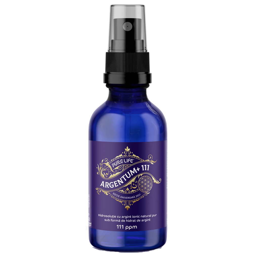 Hidrosolutie cu argint ionic Editie Aniversara Argentum, 111 ppm, 60 ml, Pure Life