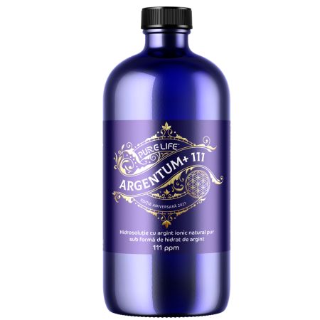 Hidrosolutie cu argint ionic Argentum+ Editie Aniversara, 111 ppm, 480 ml, Pure Life