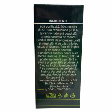 Indulcitor lichid cu stevia si aroma de menta Stevielle, 50 ml, Hermes Natural 725772
