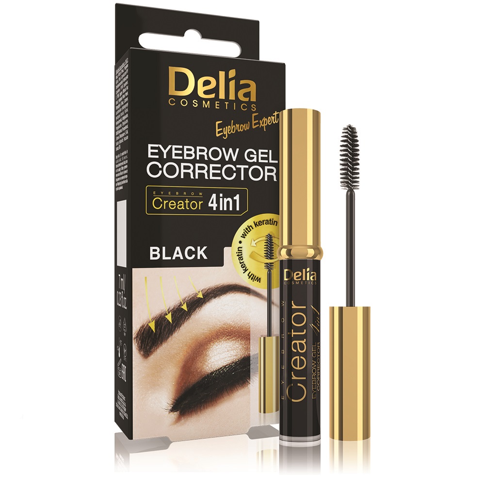 Gel corector pentru gene si sprancene, Black, 7 ml, Delia Cosmetics