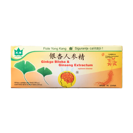 Ginkgo Biloba si Ginseng Extractum, 10 fiole, Yongkang International China 666536