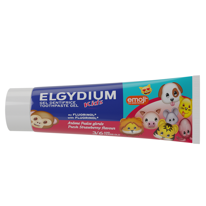 Pasta de dinti cu aroma de capsuni Kids Emoji, 50 ml, Elgydium