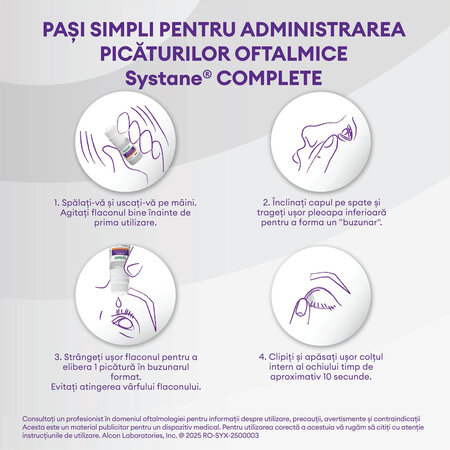 Picaturi oftalmice lubrifiante fara conservanti Systane Complete, 10 ml, Alcon 756058