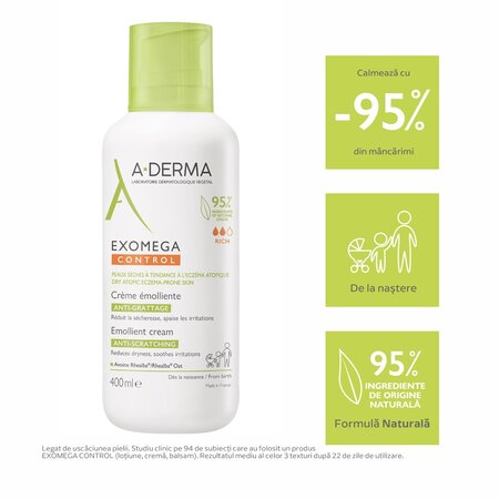 Crema emolienta Exomega Control, 400 ml, A-derma 610359