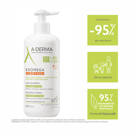 Lapte emolient Exomega Control, 400 ml, A-derma 610349