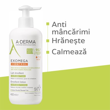 Lapte emolient Exomega Control, 400 ml, A-derma 610351
