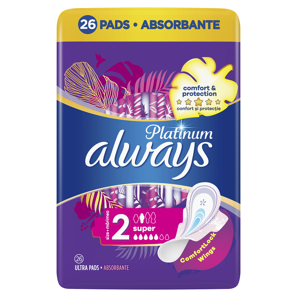 Absorbante Always Platinum Super, 26 bucati, P&G