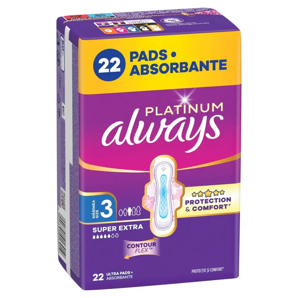 Absorbante Platinum Day & Night, Marimea 3, 22 bucati, Always