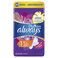 Absorbante Platinum Normal, Marimea 1, 30 bucati, Always