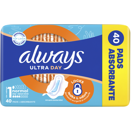 Absorbante Ultra Day, Marimea 1, 40 bucati, Always 708985