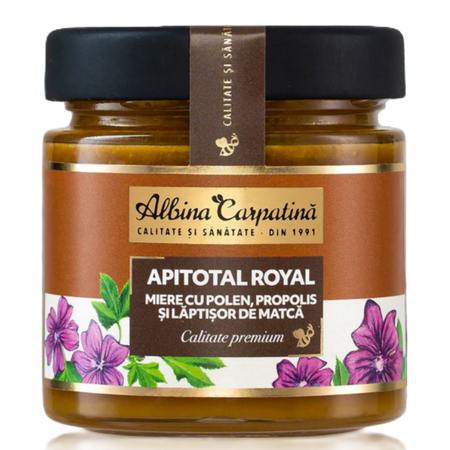 Miere cu polen, propolis si laptisor de matca Apitotal Royal, 270 g, Albina Carpatina