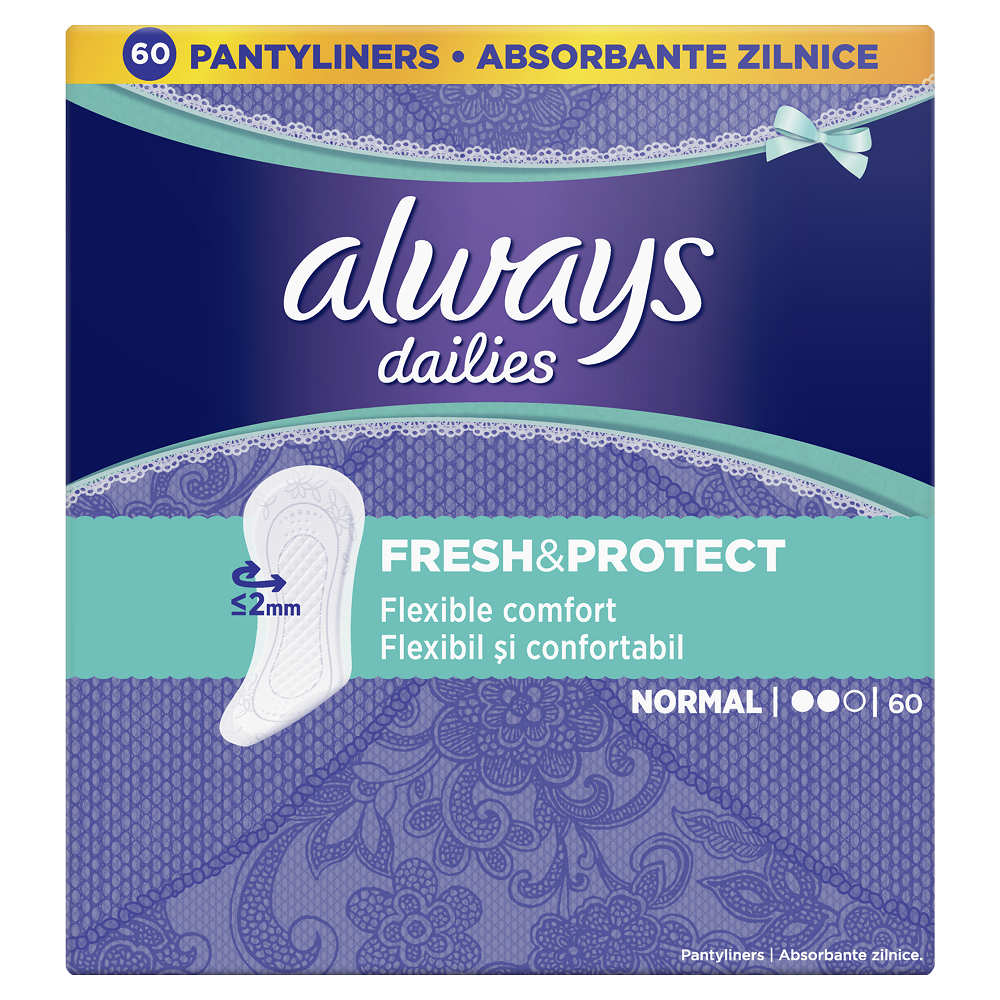 Absrobante zilnice Always Dailies Fresh & Protect Normal, 60 bucati, P&G