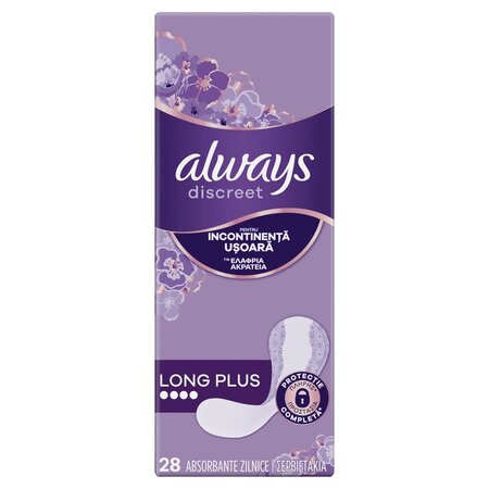 Absorbante zilnice pentru incontinenta urinara Discreet, Long Plus, 28 bucati, Always 697042