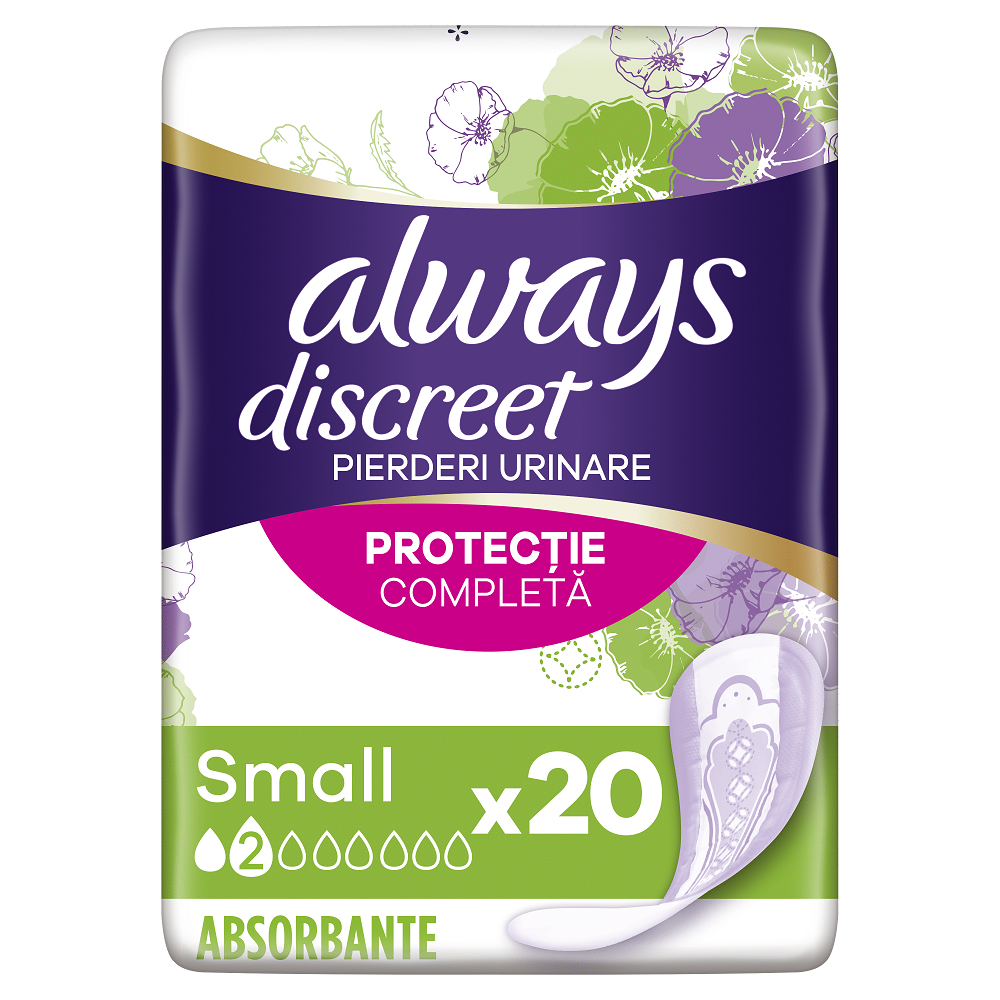 Absorbante pentru incontinenta urinara Always Discreet Small, 20 bucati, P&G