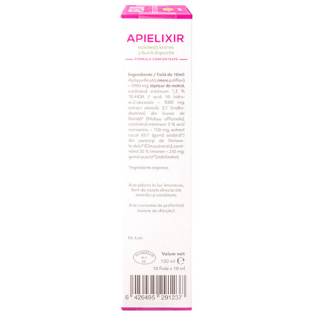 Rezistenta la stres si buna dispozitie Apielixir, 10 fiole x 10 ml, Albina Carpatina 723125
