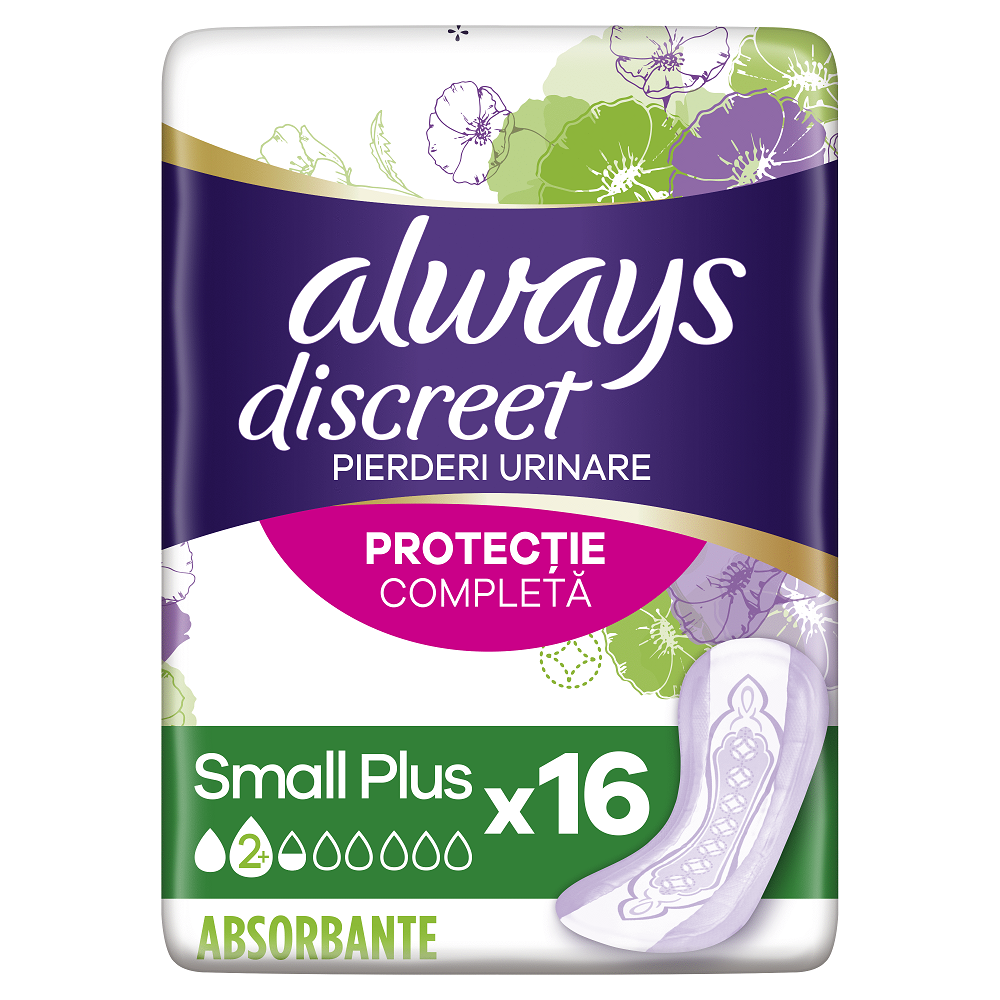 Absorbante pentru incontinenta urinara Always Discreet Small Plus, 16 bucati, P&G