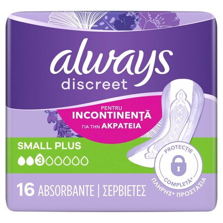 Absorbante pentru incontinenta urinara Discreet, Small Plus, 16 bucati, Always 697034