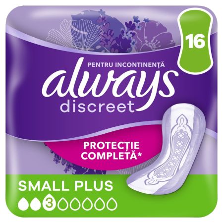 Absorbante pentru incontinenta urinara Discreet, Small Plus, 16 bucati, Always