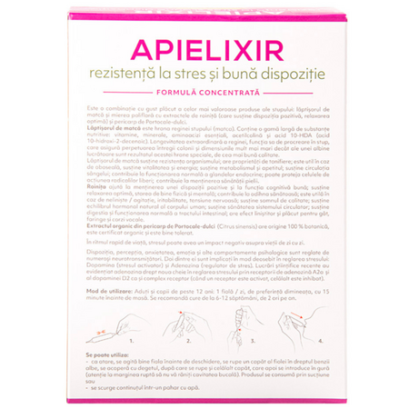 Rezistenta la stres si buna dispozitie Apielixir, 20 fiole x 10 ml, Albina Carpatina 723120