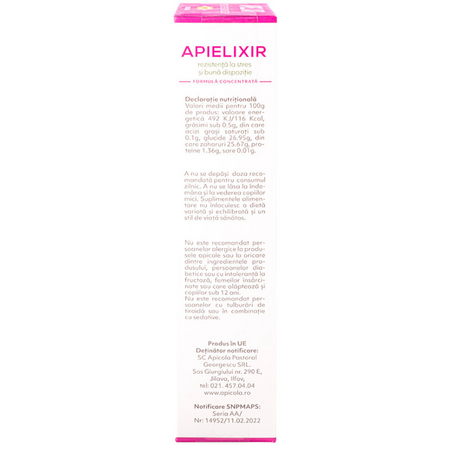 Rezistenta la stres si buna dispozitie Apielixir, 20 fiole x 10 ml, Albina Carpatina 723121