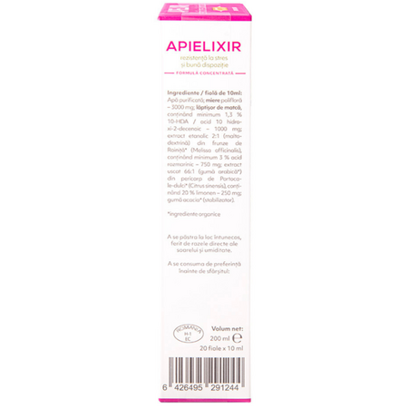 Rezistenta la stres si buna dispozitie Apielixir, 20 fiole x 10 ml, Albina Carpatina 723119