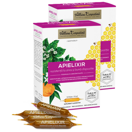 Apielixir rezistenta la stres si buna dispozitie, 20 + 10 fiole x 10 ml, Albina Carpatina