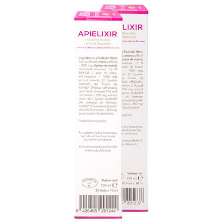 Rezistenta la stres si buna dispozitie Apielixir, 20 + 10 fiole x 10 ml, Albina Carpatina 723117